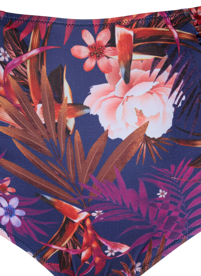 High-waisted floral bikini bottoms, Purple, Packshot image number 2