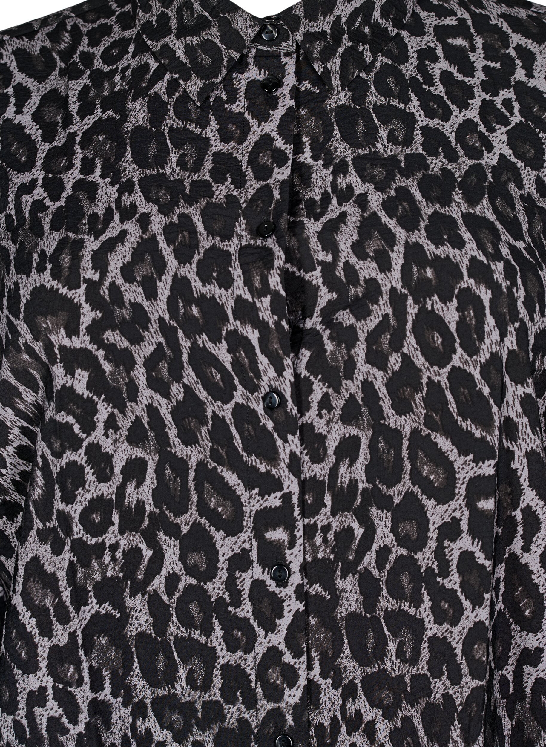 Zizzifashion Long leopard print shirt, Dark Grey, Packshot image number 2