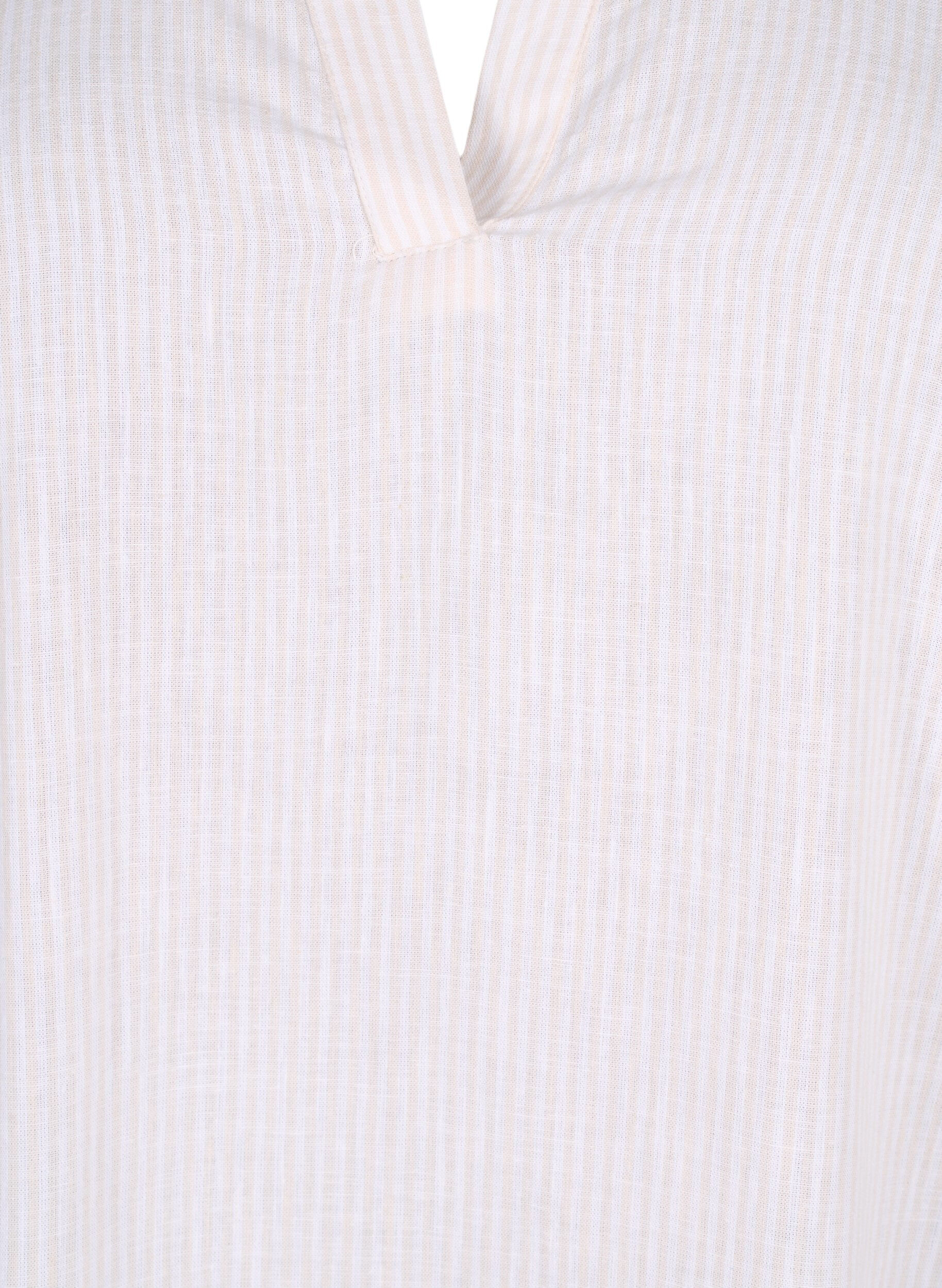 Zizzifashion Striped dress made with cotton and linen, Sandshell Wh. Stripe, Packshot image number 2