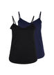 Cotton basic top 2-pack, Black/Navy B, Packshot image number 0