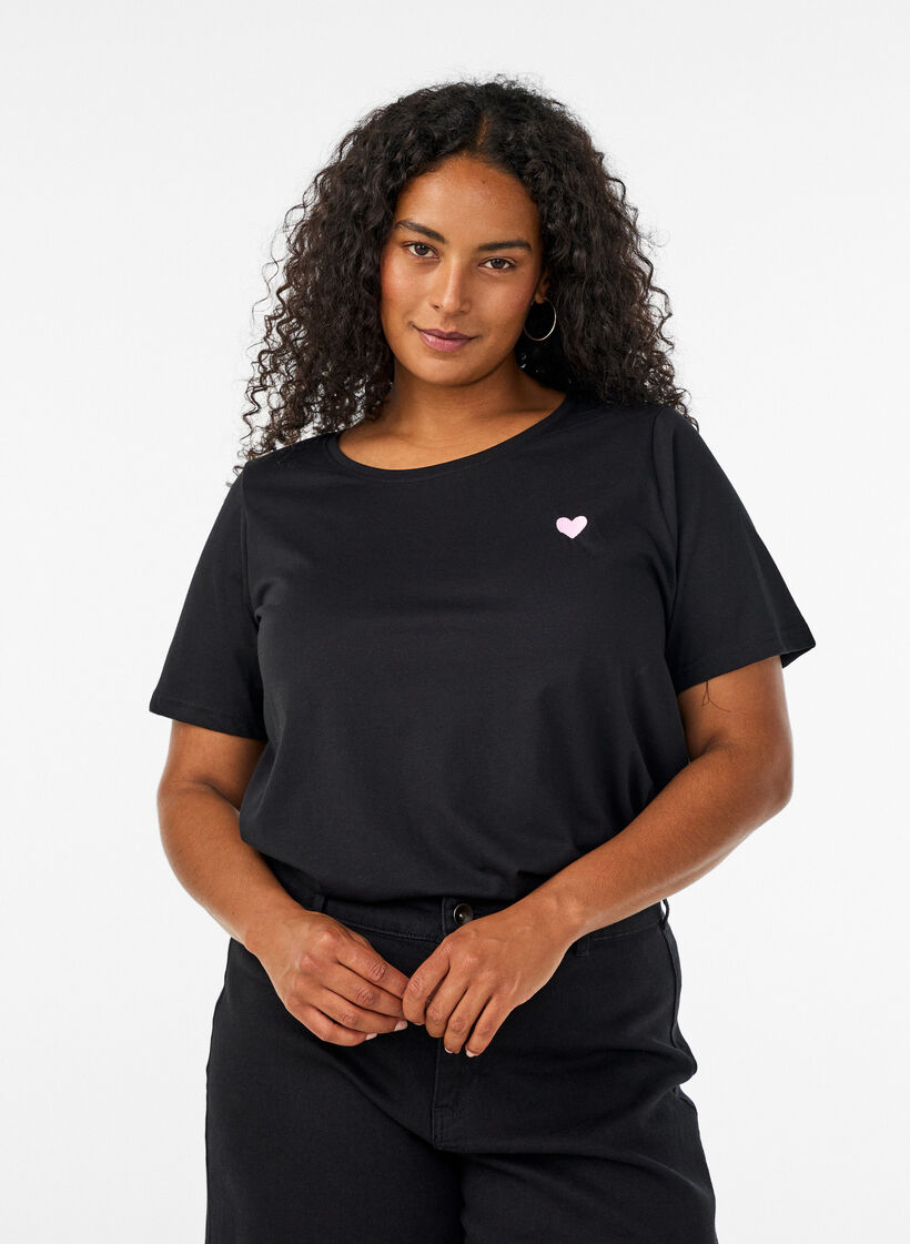 T-shirt with motif, Black, Model image number 0