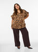 Blouse with leopard print and ruffle details, Brown, Model image number 1