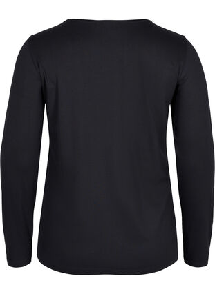 Long sleeve, viscose basic blouse, Black, Packshot image number 1
