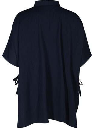 Shirt with 3/4 sleeves and tie details, Medieval Blue, Packshot image number 1