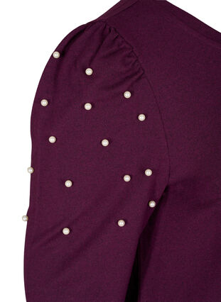 Long sleeve blouse with pearls, Purple Melange, Packshot image number 3