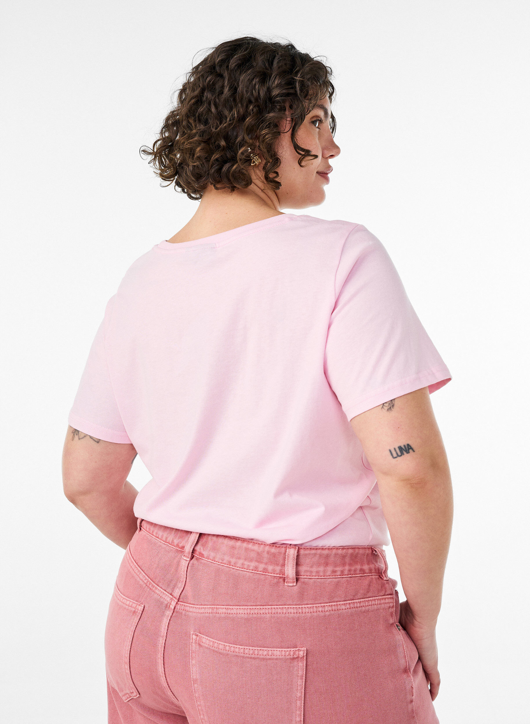 Zizzifashion Cotton T-shirt with front print, Rose, Model image number 2