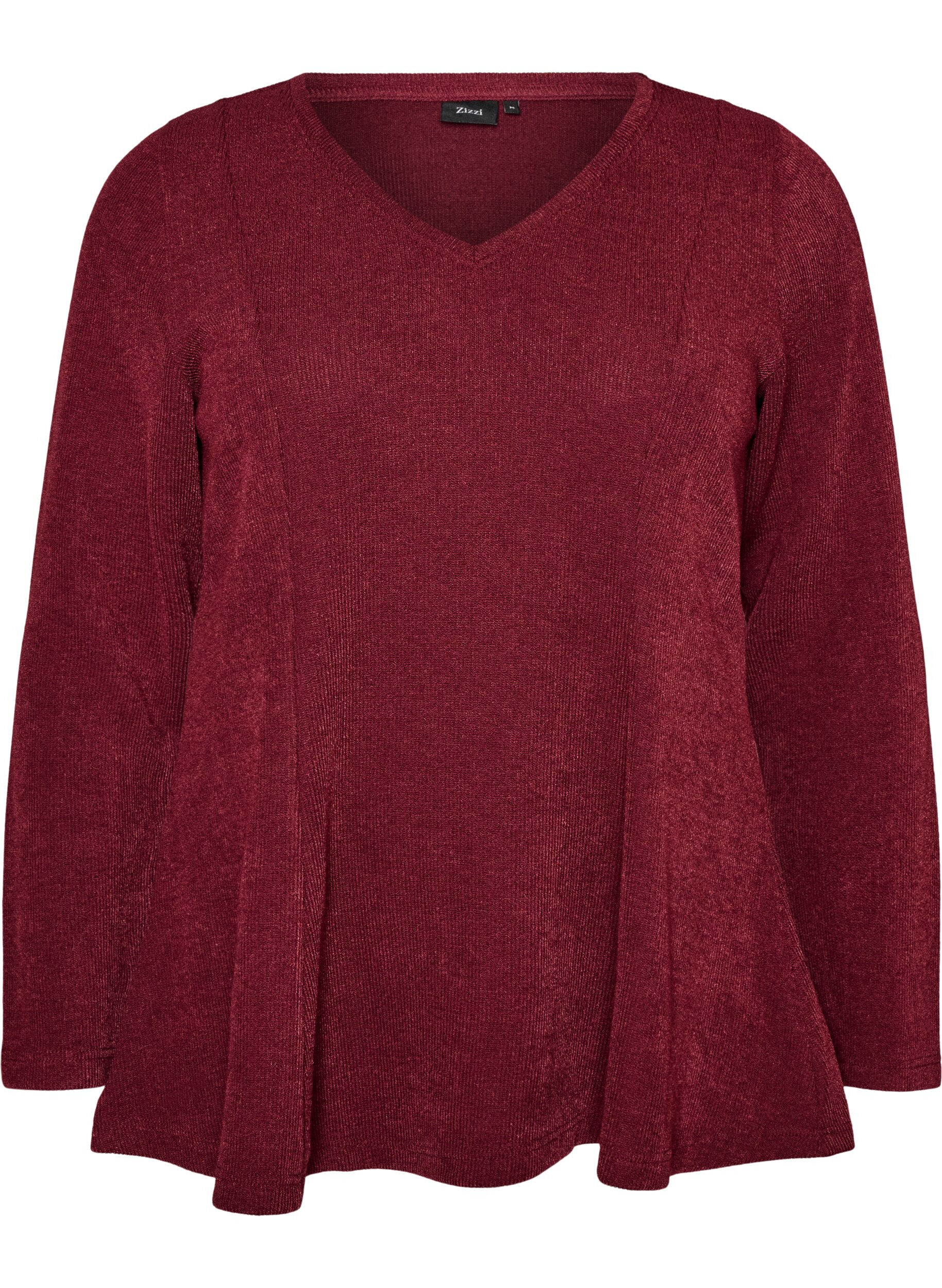 ZizzifashionJersey blouse with a ribbed texture and an A-line fit, Red, Packshot image number 0
