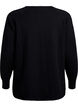 Knit blouse with round neck and knitted pattern, Black, Packshot image number 1