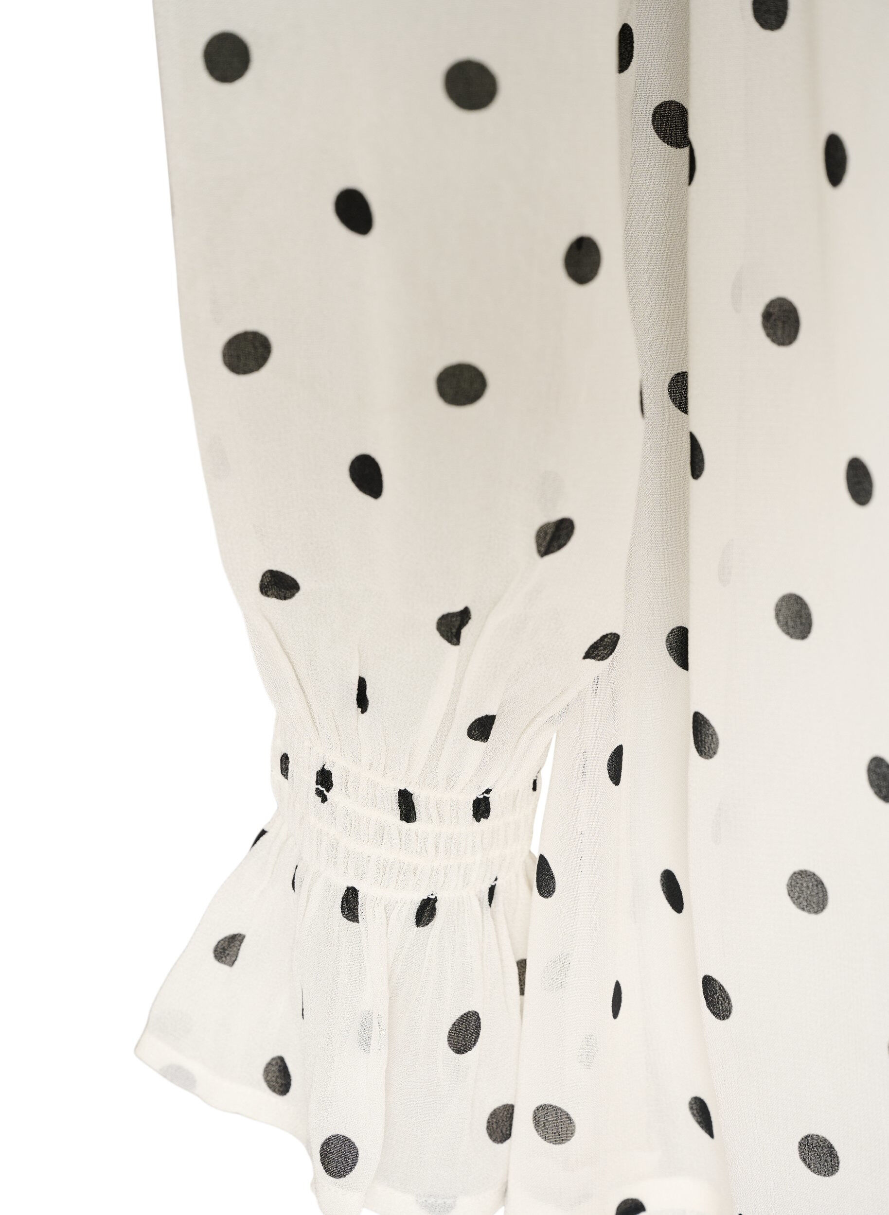 ZizzifashionViscose dress with ruffles and sheer sleeves, White, Packshot image number 3