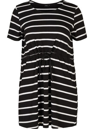 Short dress, Black w. white stripes , Packshot image number 0