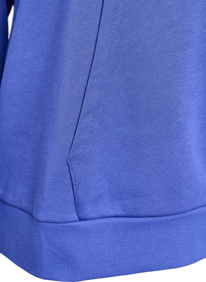 Hoodie with embroidered front motif, Blue, Packshot image number 3