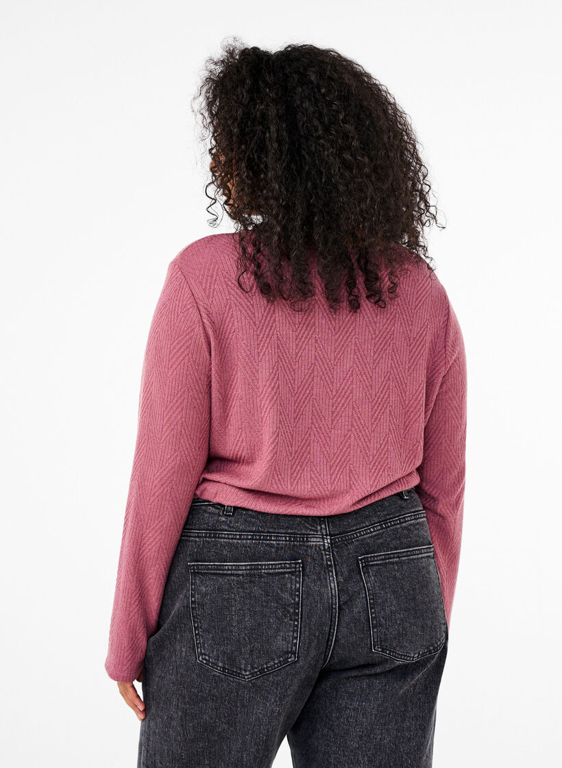 Patterned blouse with long sleeves, Brown, Model image number 2