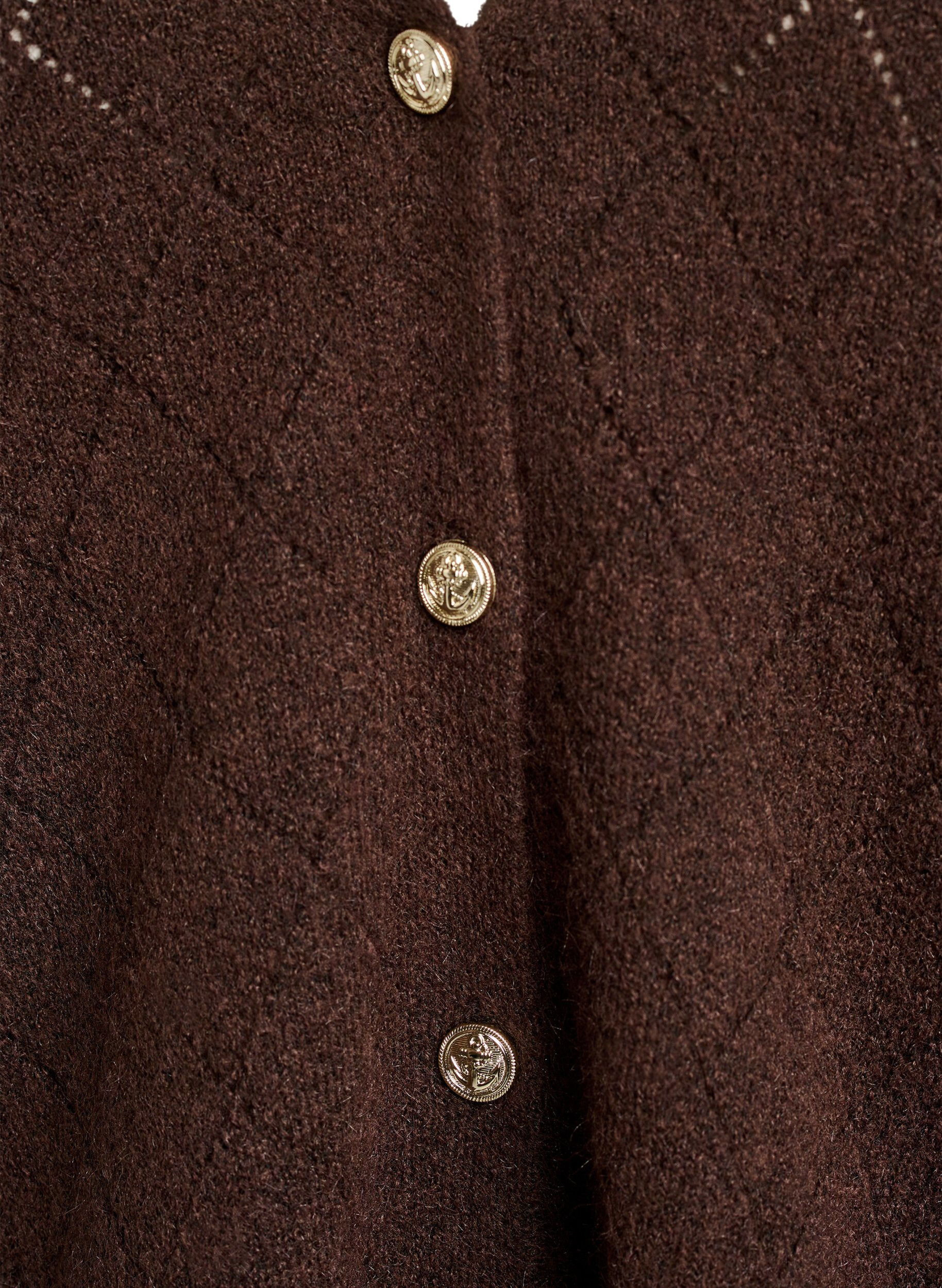 ZizzifashionCardigan with harlequin pattern and V-neck, Brown, Packshot image number 2