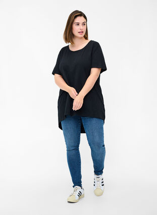 Short-sleeved cotton t-shirt, Black, Model image number 2