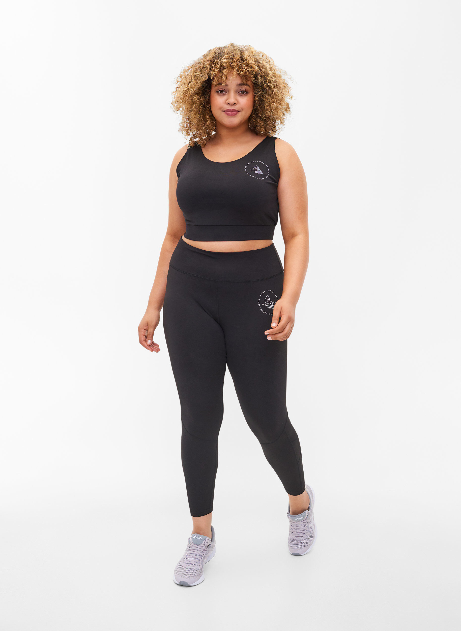Zizzifashion Solid-coloured gym leggings, Black, Model image number 3