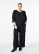Blouse with V-neck and 3/4-sleeves, Black, Model image number 1