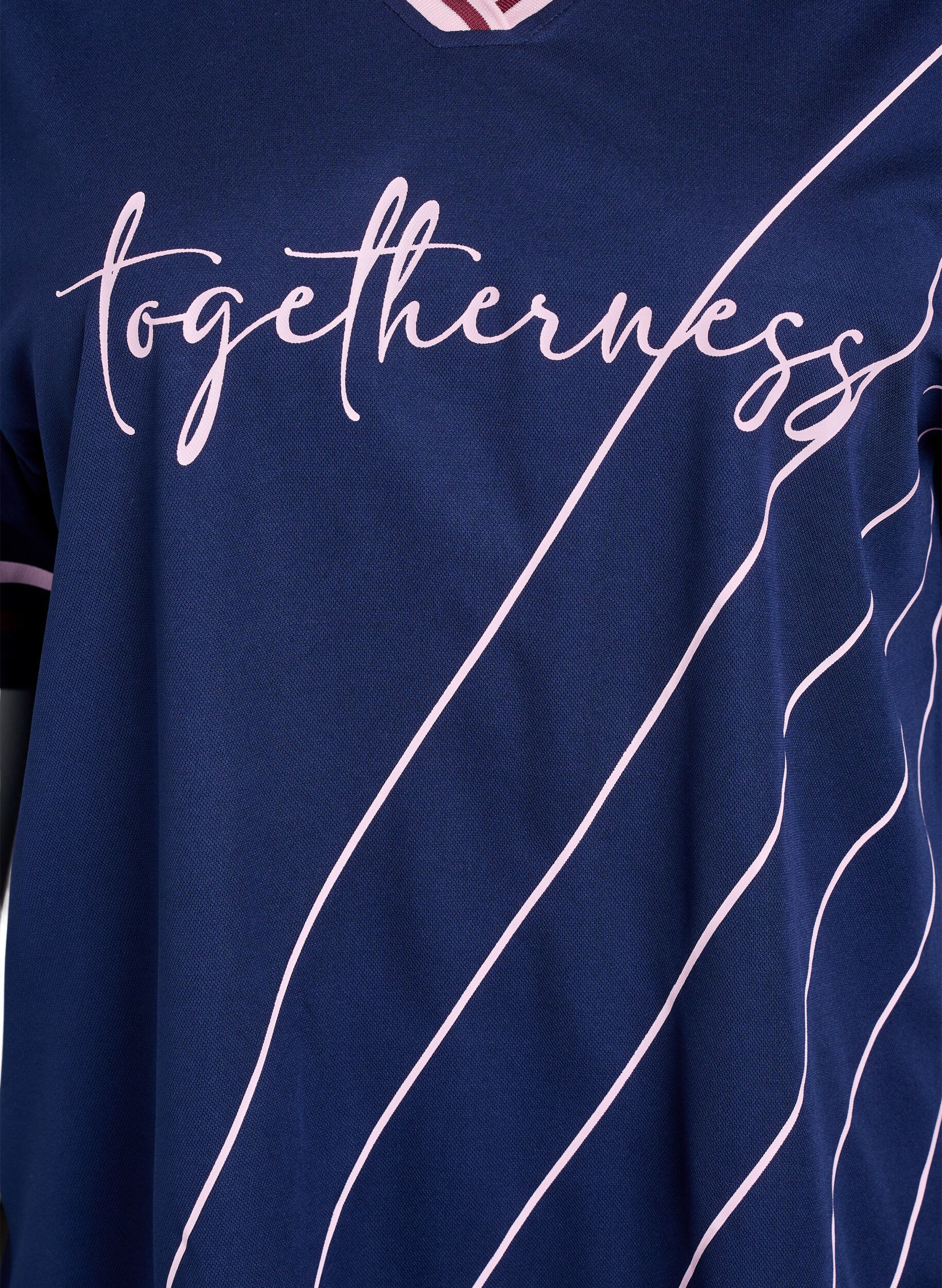Zizzifashion Sporty T-shirt with checks and text print, Blue, Packshot image number 2