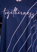 Sporty t-shirt with stripes and text motif, Blue, Packshot image number 2