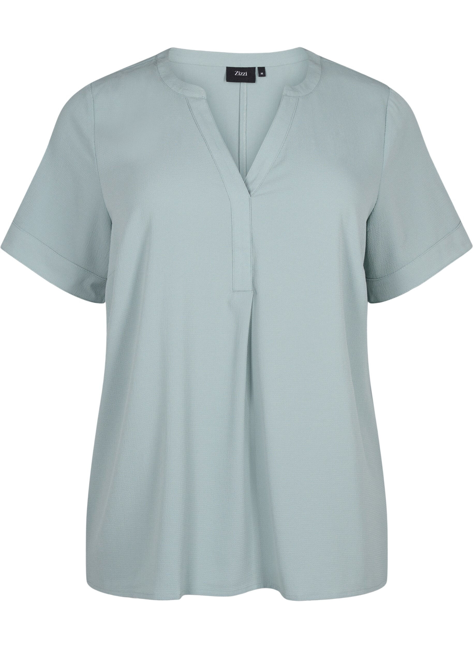 Zizzifashion Short-sleeved blouse with v-neckline, Green, Packshot image number 0