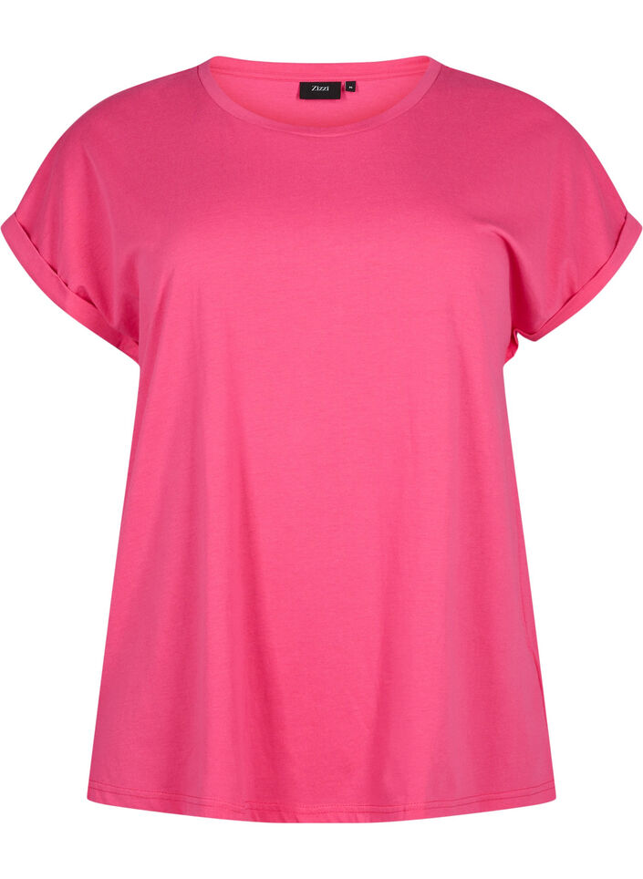 Short sleeved cotton blend t-shirt, Pink, Packshot image number 0