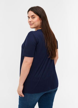 Short-sleeved t-shirt in ribbed fabric, Navy Blazer, Model image number 1