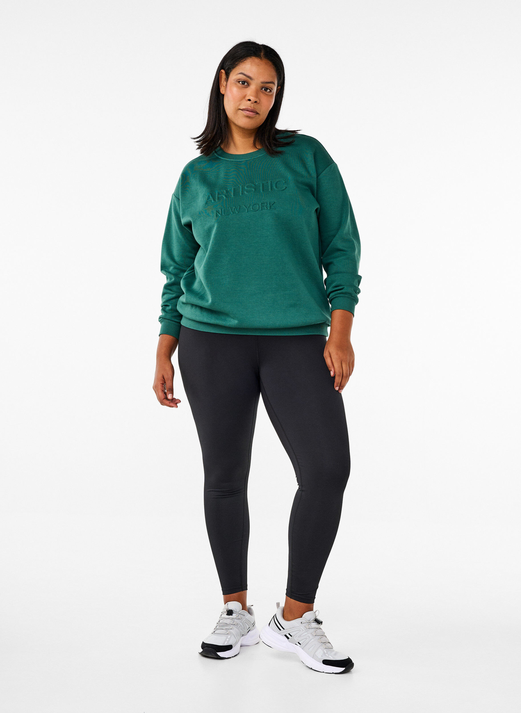 Zizzifashion Sweatshirt with terry text, Green, Model image number 1
