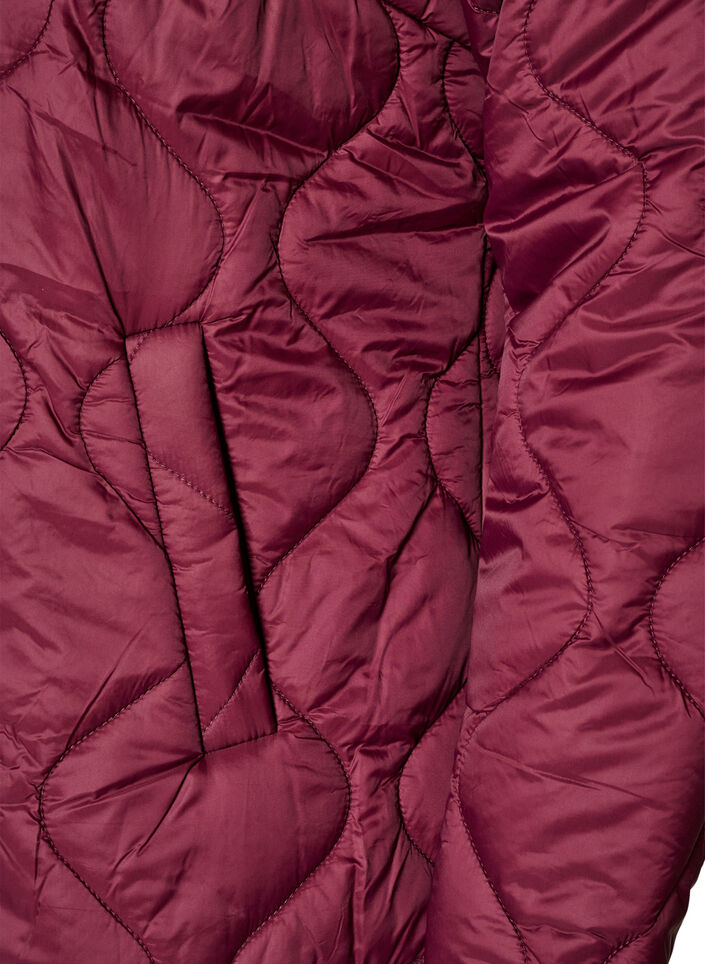 Quilted jacket with press studs and round neck, Dark Bordeaux, Packshot image number 3