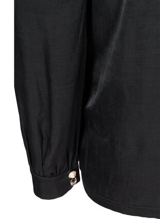 Long-sleeved blouse with wrinkle detail, Black, Packshot image number 3