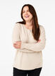 FLASH - Knitted blouse with a round neck, Beige, Model image number 0