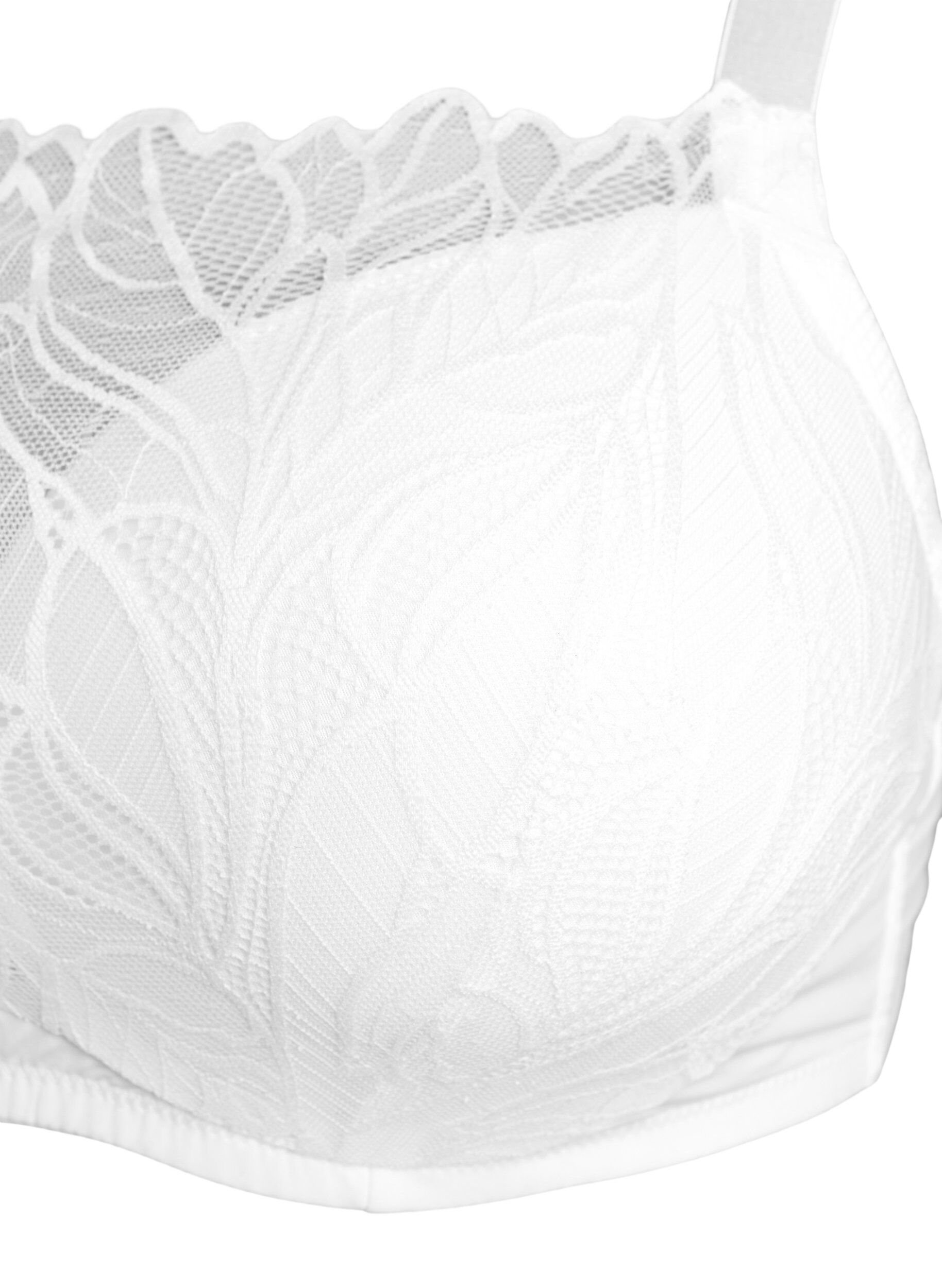Zizzifashion Moulded underwired bra with lace detail, White, Packshot image number 2