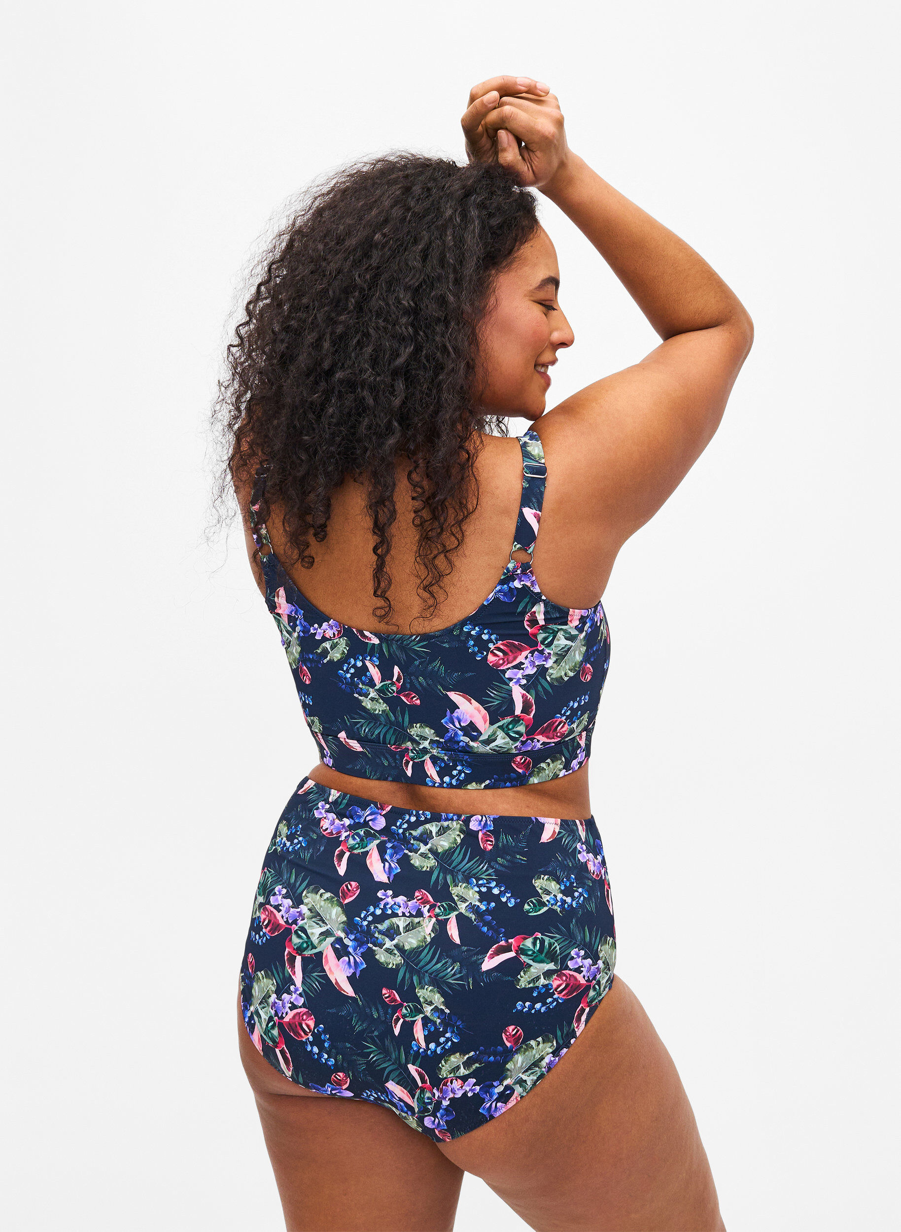 Zizzifashion High-waisted bikini briefs with print, Blue, Model image number 1