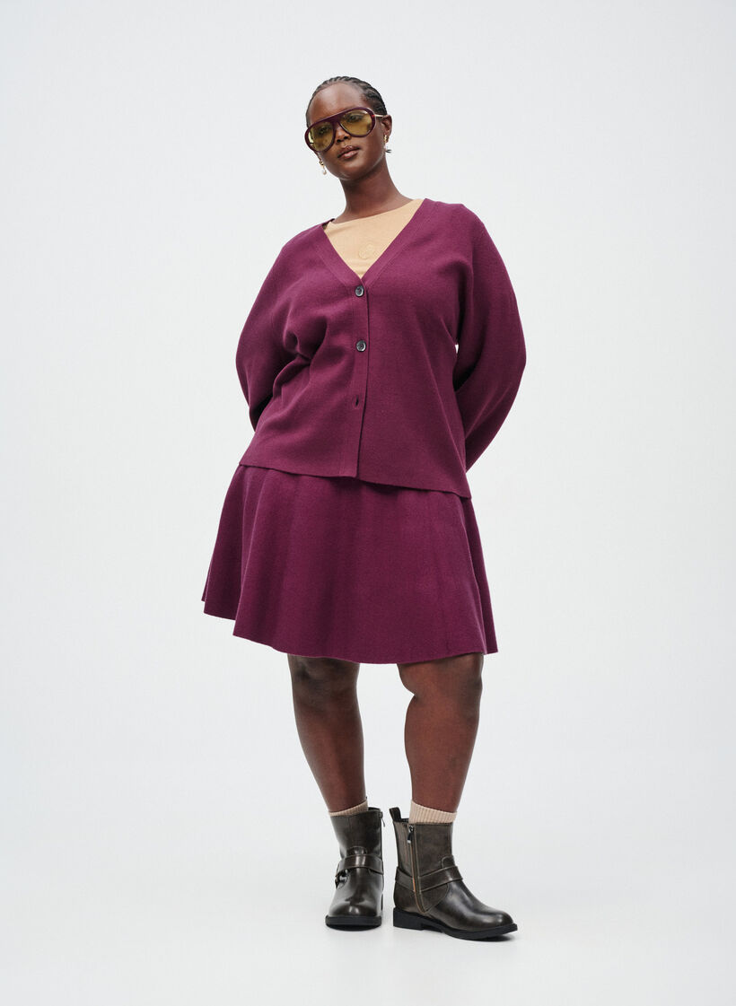 Cardigan with v-neck and wide sleeves, Dark Bordeaux, Image