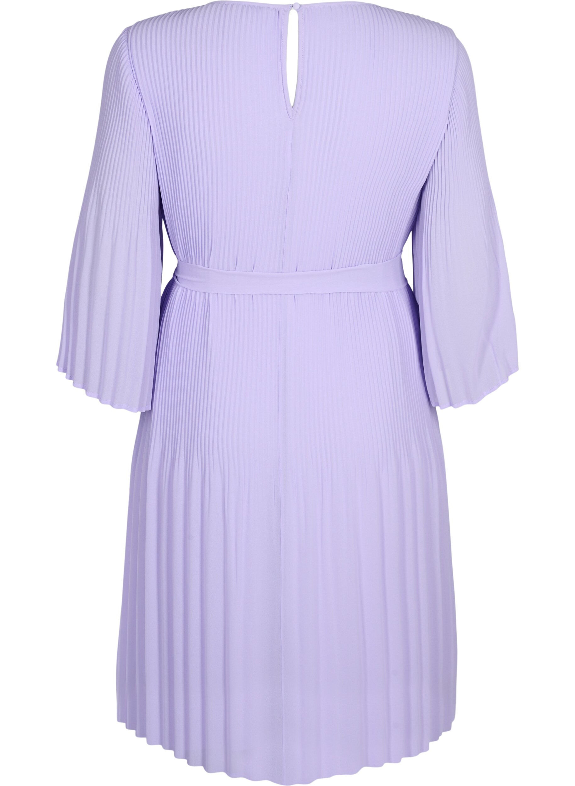 Zizzifashion Pleated dress with 3/4 sleeves, Lavender, Packshot image number 1