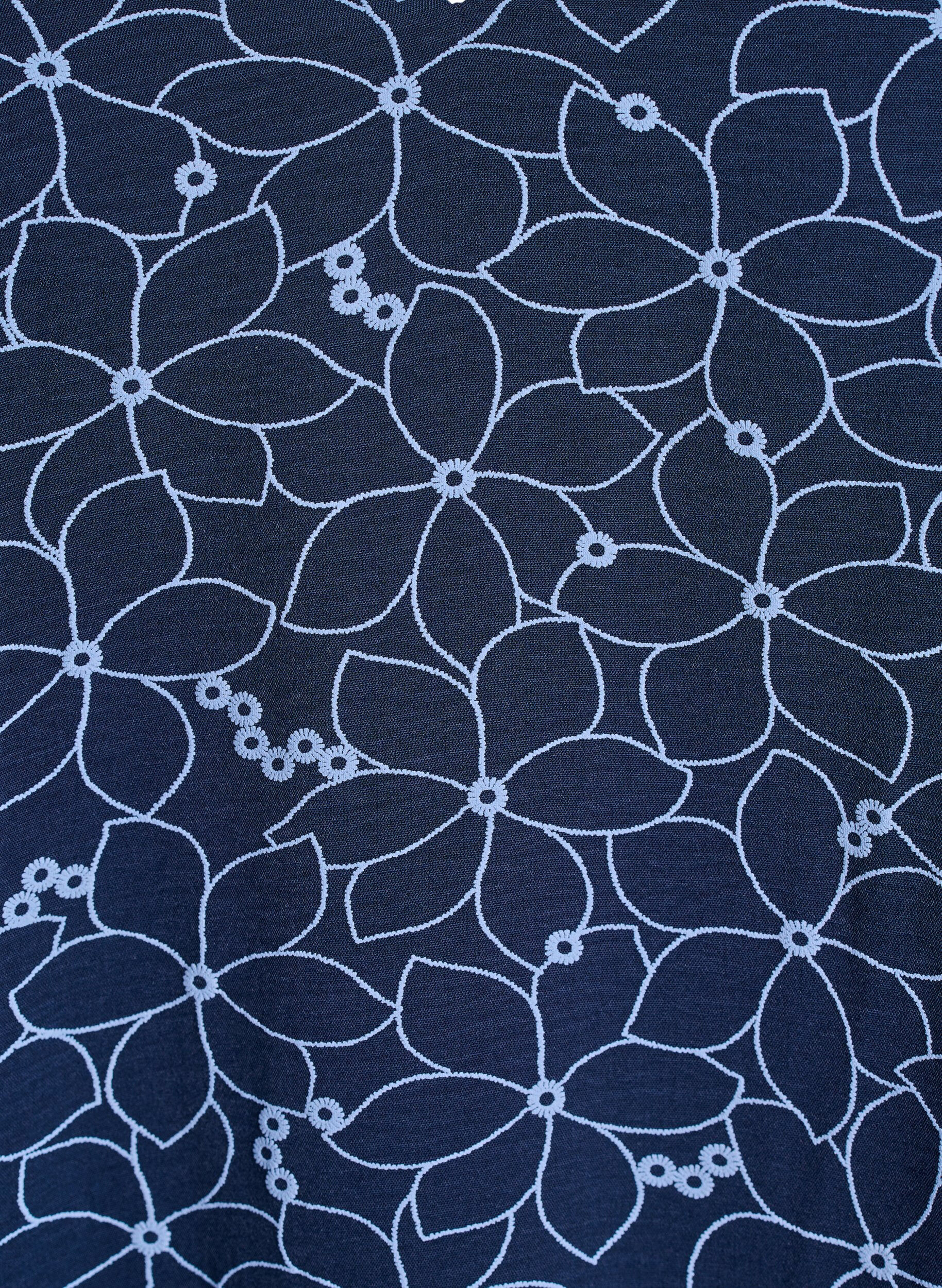 Zizzifashion Tunic with an embroidered floral pattern and 3/4 sleeves, Blue, Packshot image number 2