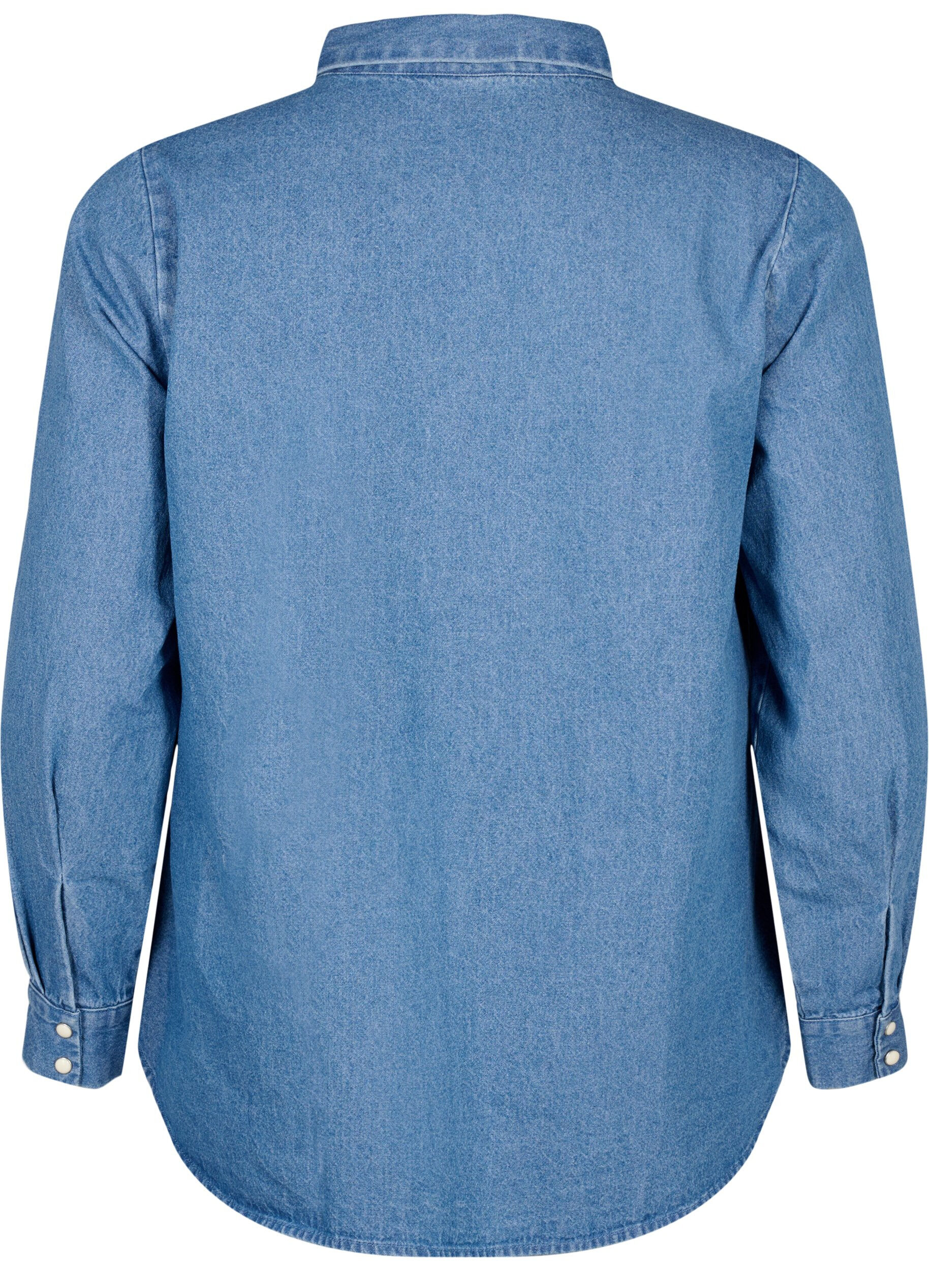 Zizzifashion Long sleeve denim shirt with chest pocket, Light Blue Denim, Packshot image number 1