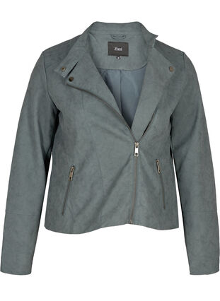 Short faux suede jacket, Dark Slate, Packshot image number 0