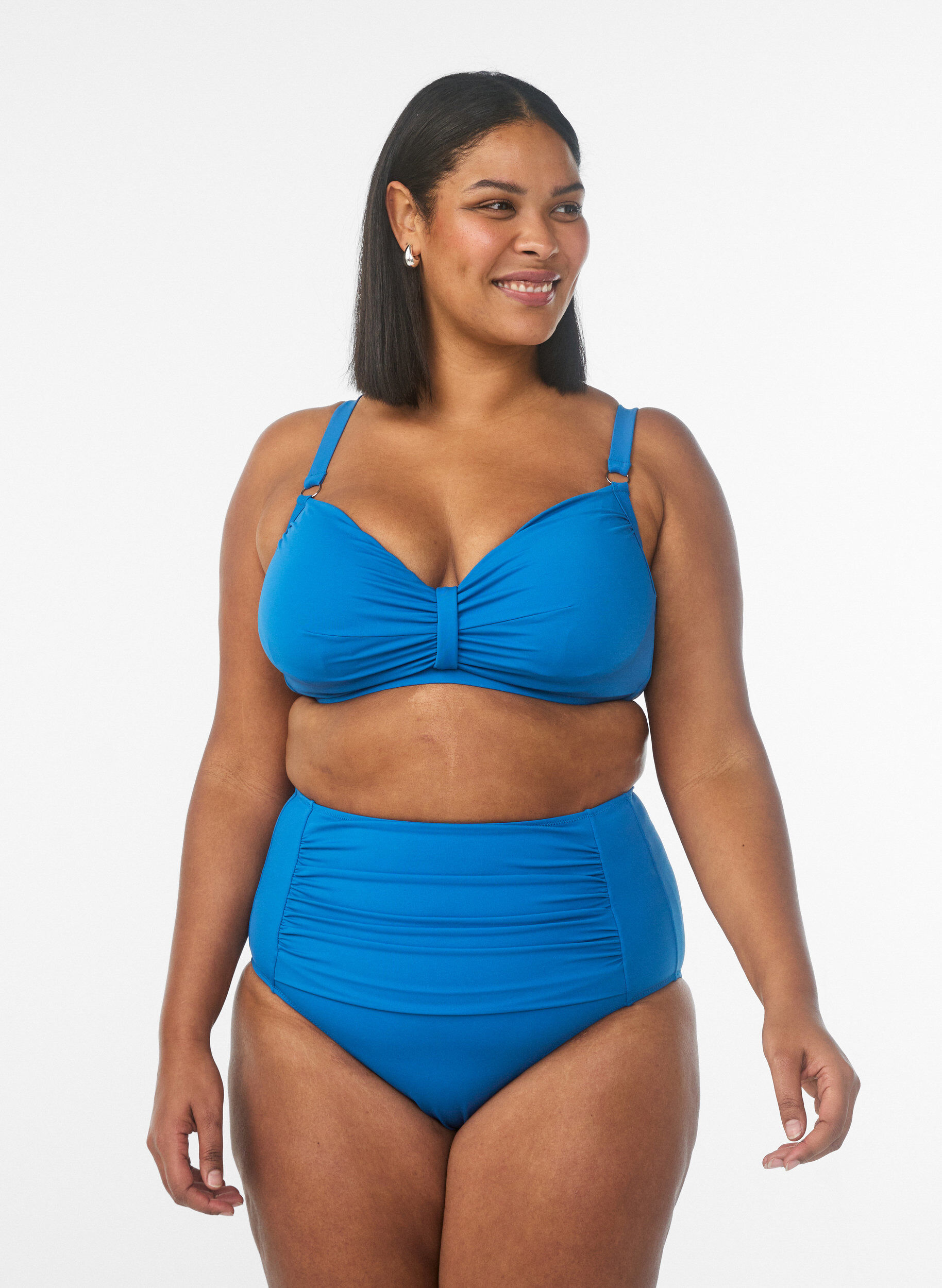 High waisted bikini bottom, Blue, Model