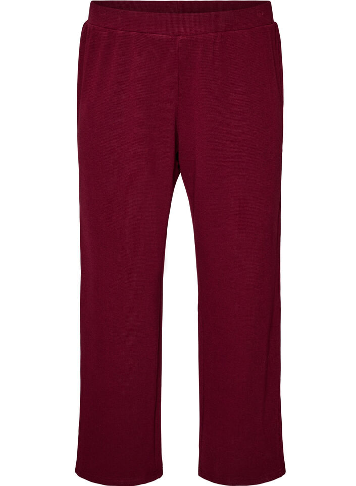 Loose trousers with texture and a high waist, Red, Packshot image number 0