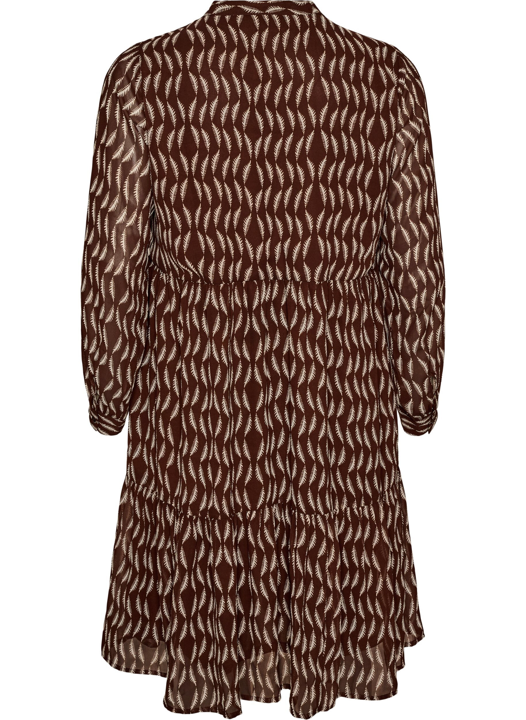 ZizzifashionDress with all-over print and a ruffle layer, Brown, Packshot image number 1