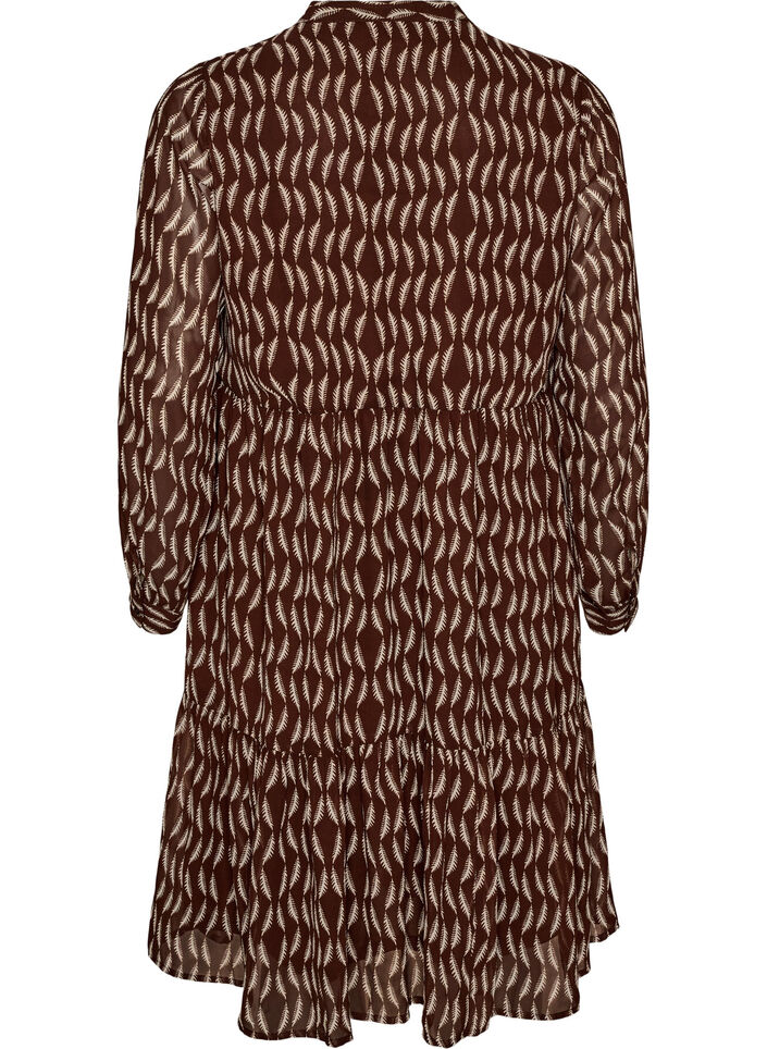 Dress with all-over print and a ruffle layer, Brown, Packshot image number 1