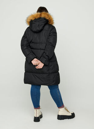 Winter jacket with a removable hood, Black, Model image number 1