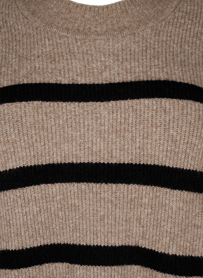 Long-sleeved knitted dress with stripes, Desert Taupe Comb, Packshot image number 2