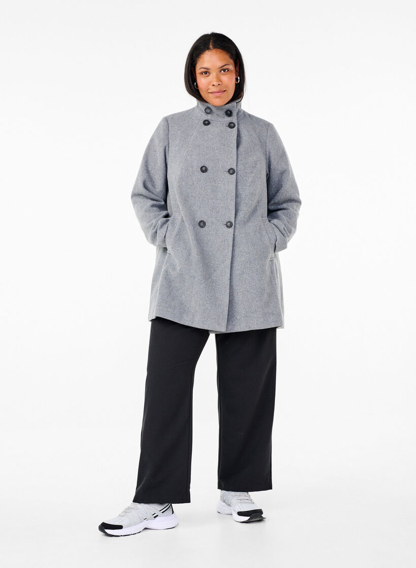 Short A-line coat, Light Grey Melange, Model image number 2
