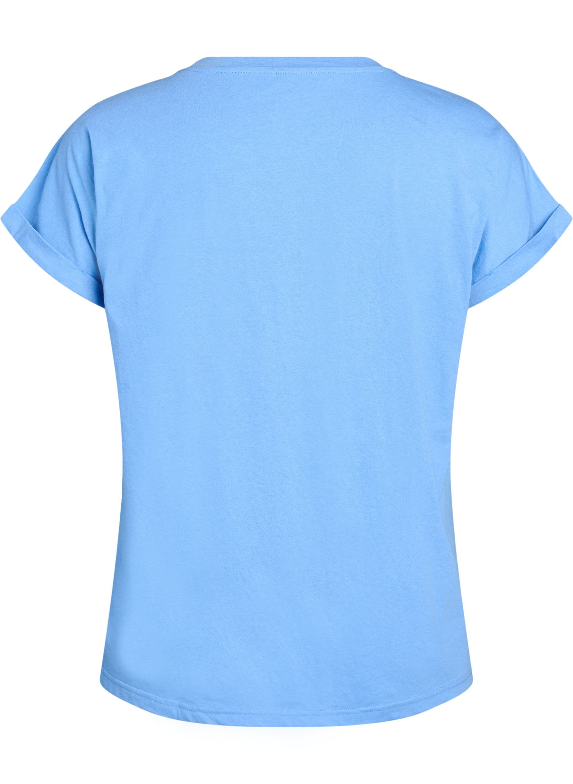 Zizzifashion Short sleeved cotton blend t-shirt, Blue, Packshot image number 1