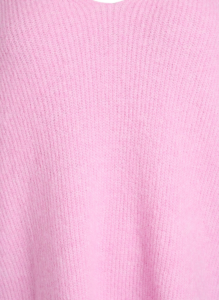 Knitted blouse with V-neck and raglan sleeves, Pink, Packshot image number 2