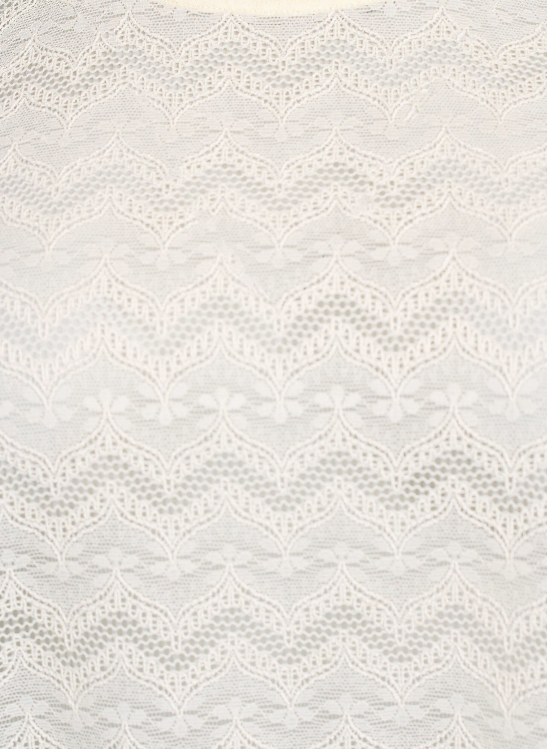 Zizzifashion Lace blouse with short sleeves and scalloped hem, Vanilla, Packshot image number 2