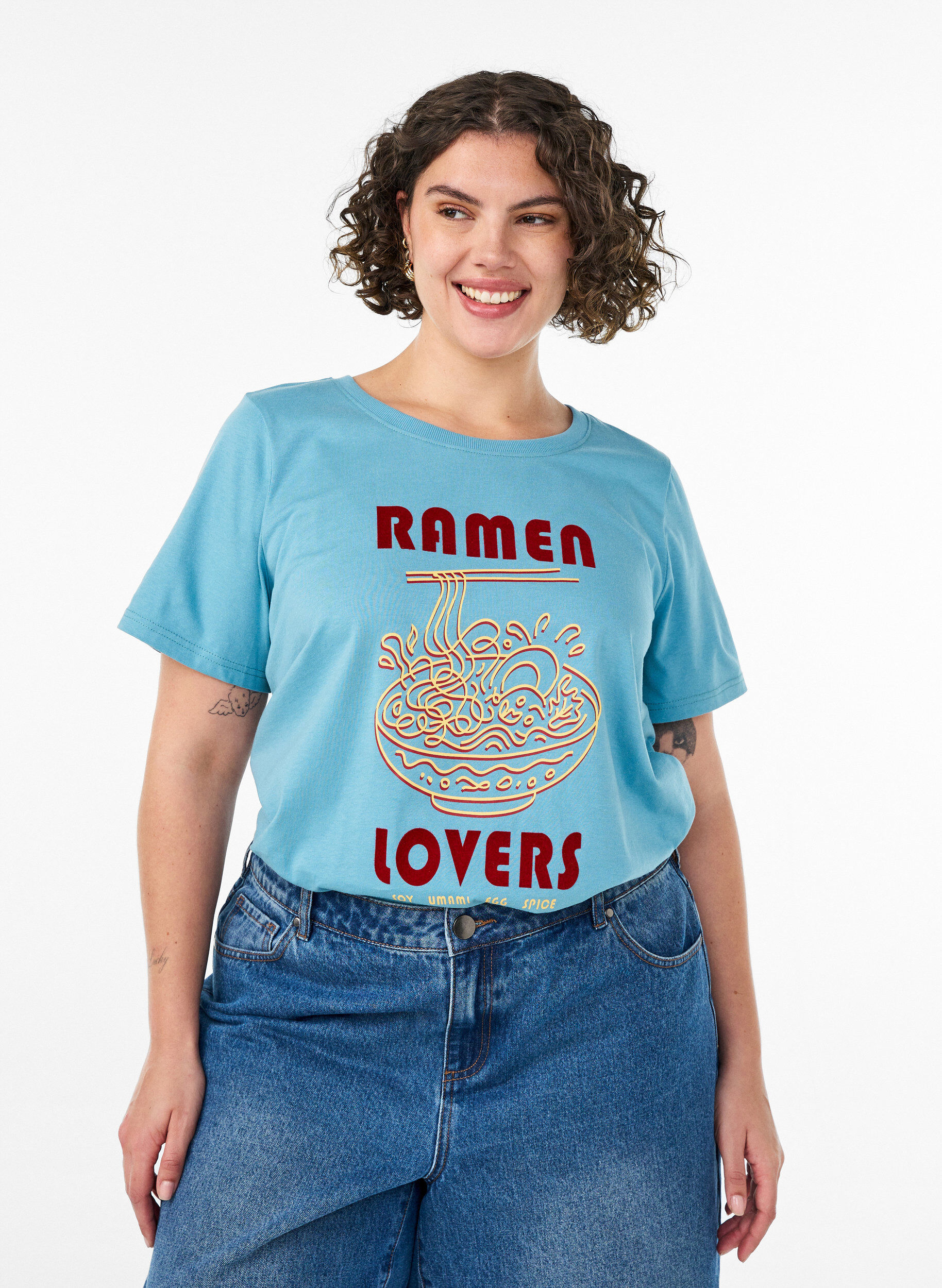 Zizzifashion Cotton T-shirt with print, Blue, Model image number 0