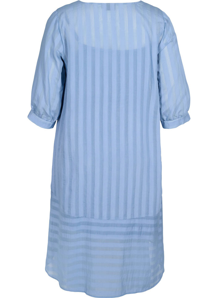 Viscose dress med 3/4 sleeves and V neck, Coronet Blue, Packshot image number 1