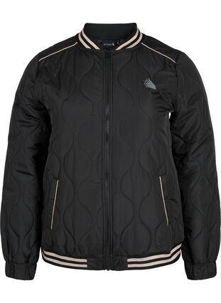 Bomber jacket with pockets and glitter, Black, Packshot image number 0