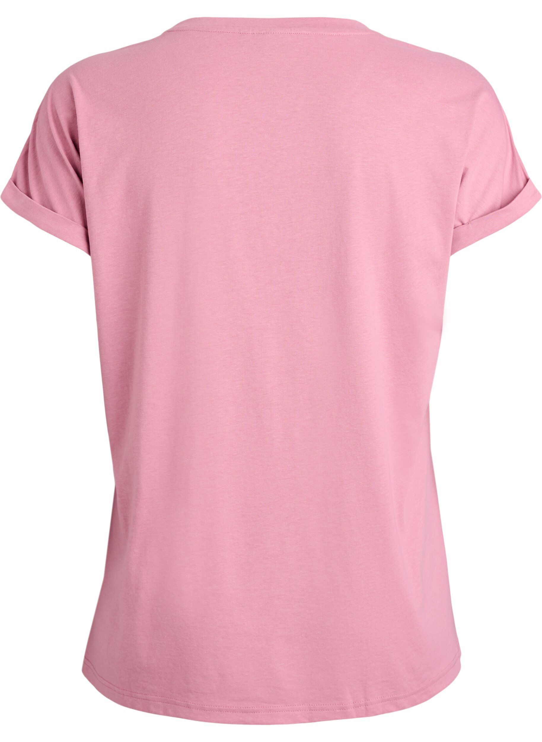 Zizzifashion Short-sleeved cotton blend t-shirt, Rose, Packshot image number 1